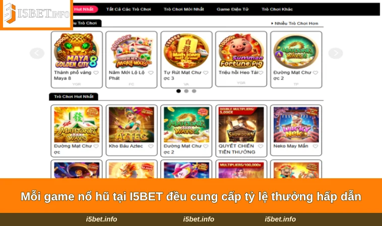 Nổ Hũ I5BET 3 Mỗi game nổ hũ tại I5BET đều cung cấp tỷ lệ thưởng hấp dẫn